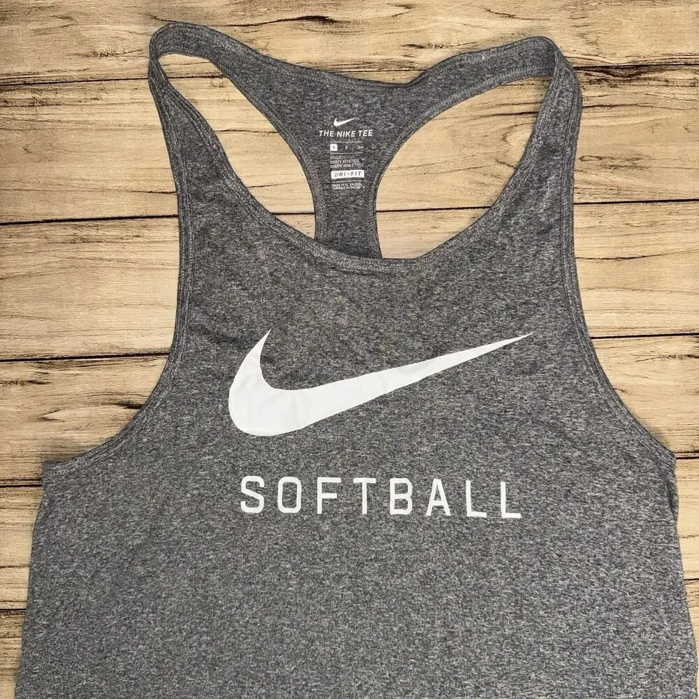 Nike Women’s Legend Softball Dri-Fit Tank Top Size Small Gray Swoosh Logo